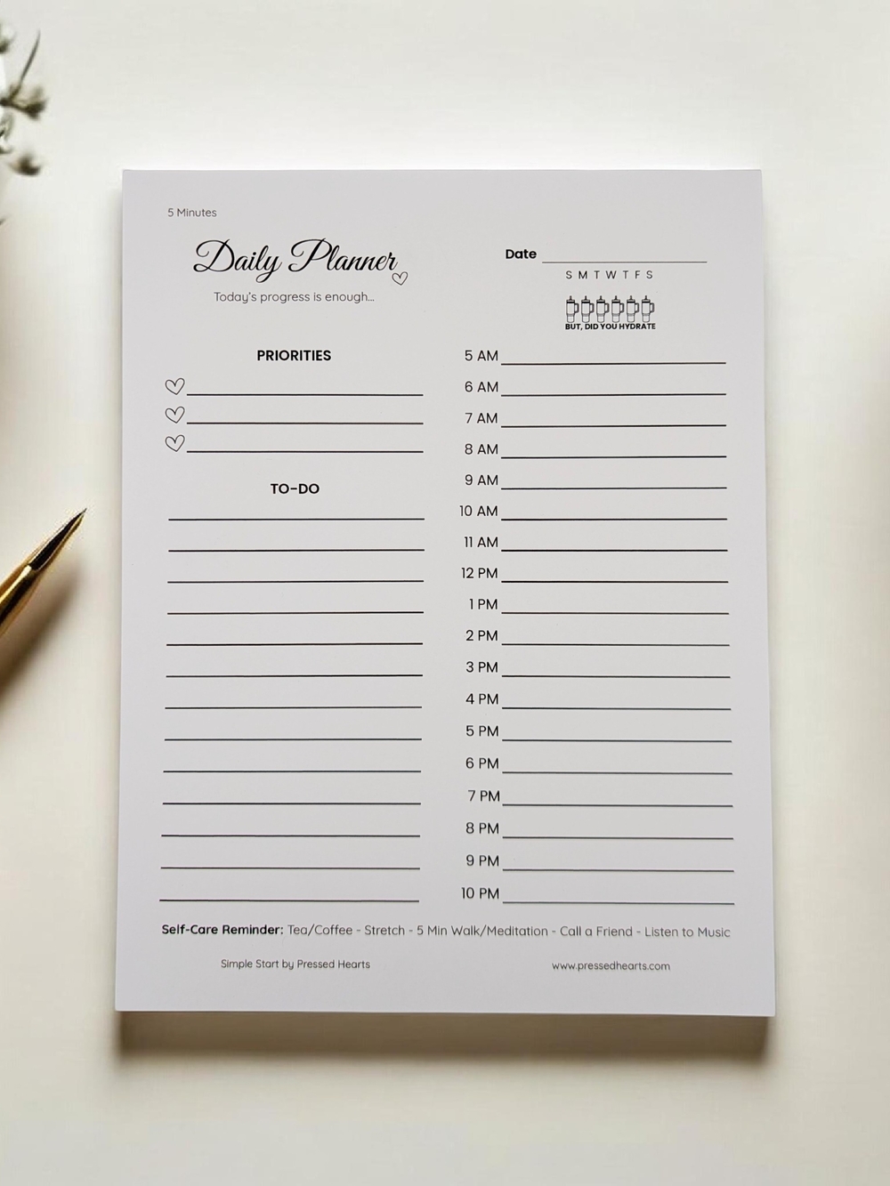 Simple Start Daily Planner Pad, 8.5x11" 1 Month Minimal White and Black